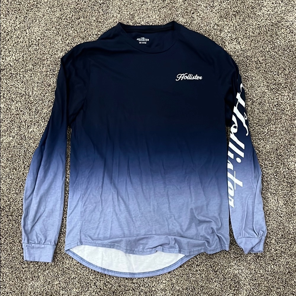 Hollister Men's Blue ombré Long Sleeve Shirt